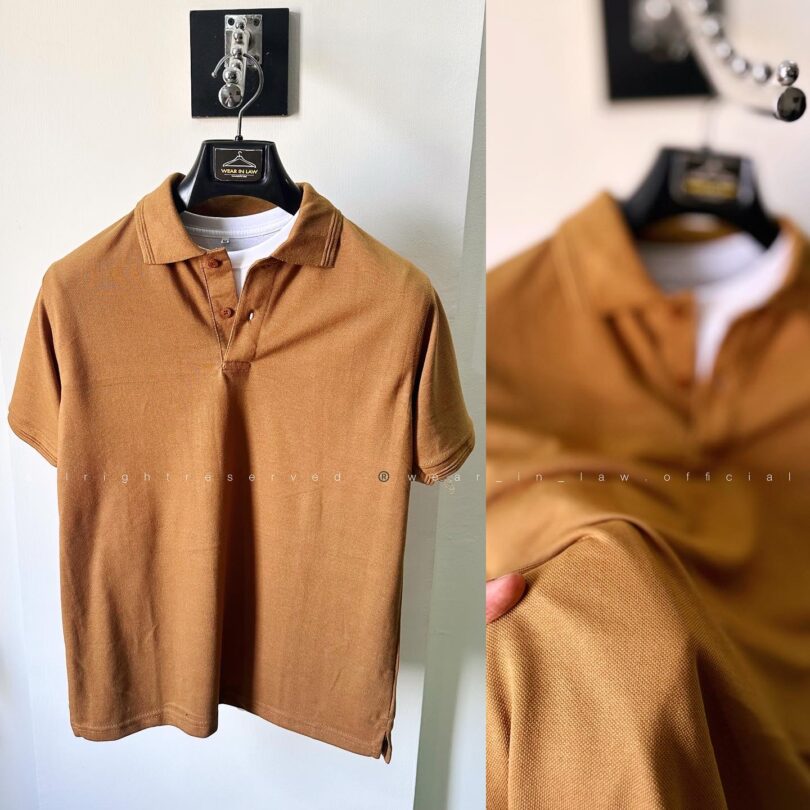 Brown basic polo shirt