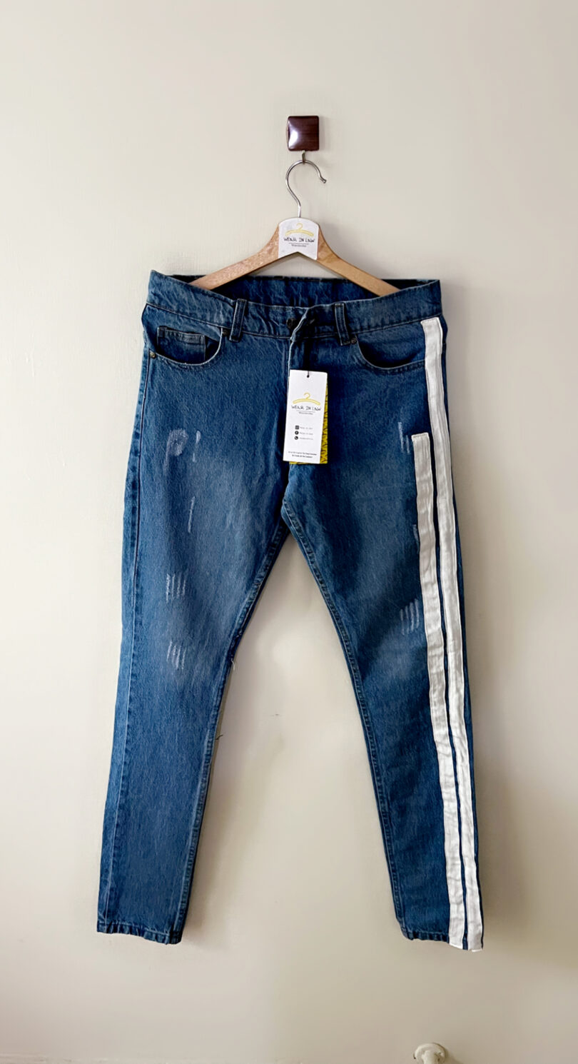 Mens stylish side double strip jeans