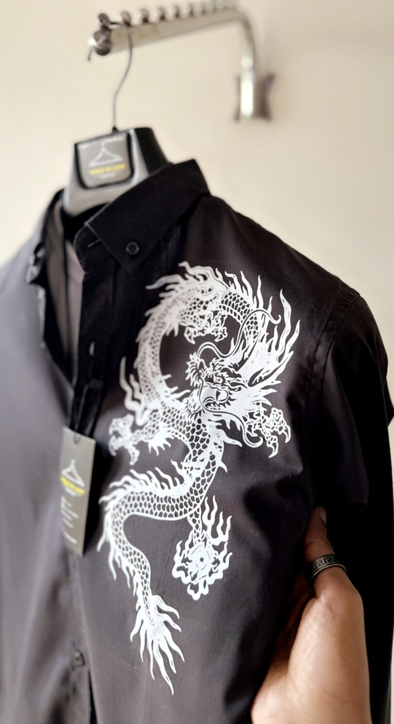 Dragon button up slim-fit casual shirt - Image 2