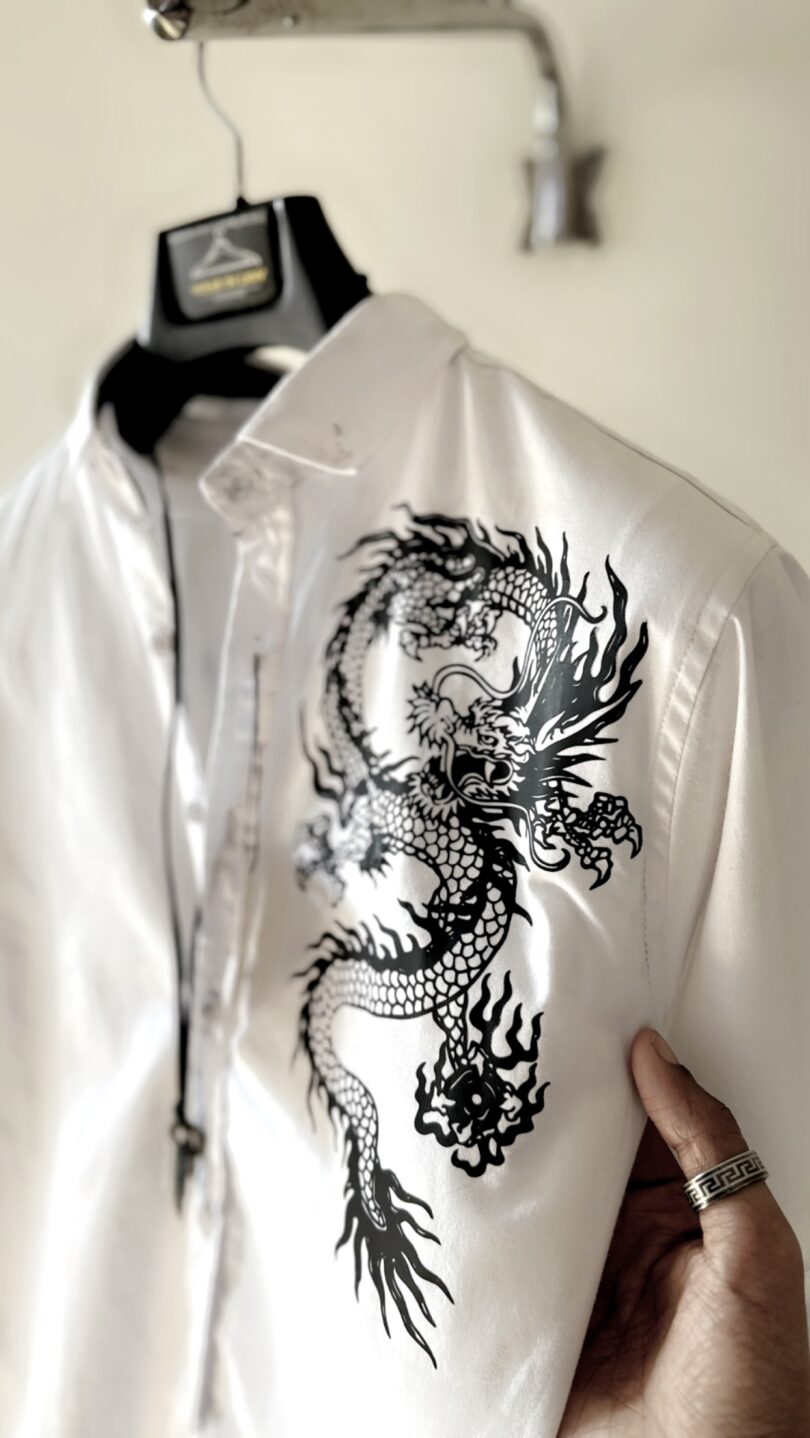 Dragon button up slim-fit casual shirt - Image 8