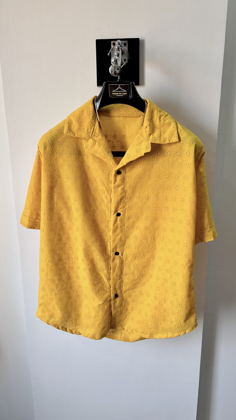 Chickan kari oversize deep-yellow dotted shirt