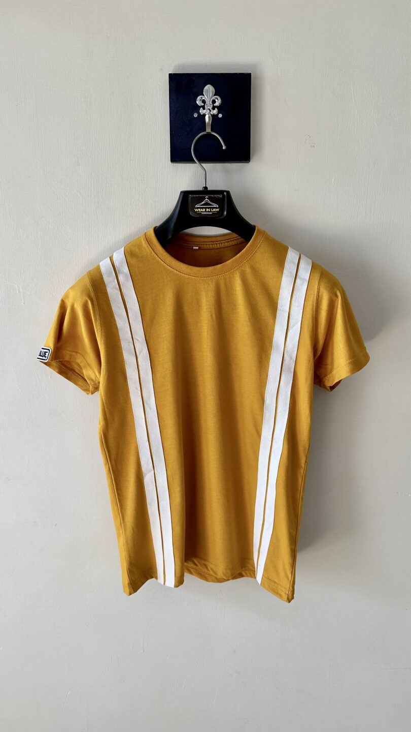 Double strip mustard mens smart-fit tshirt