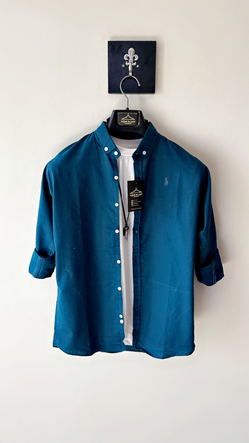 Plain aqua-blue shemrey casual shirt
