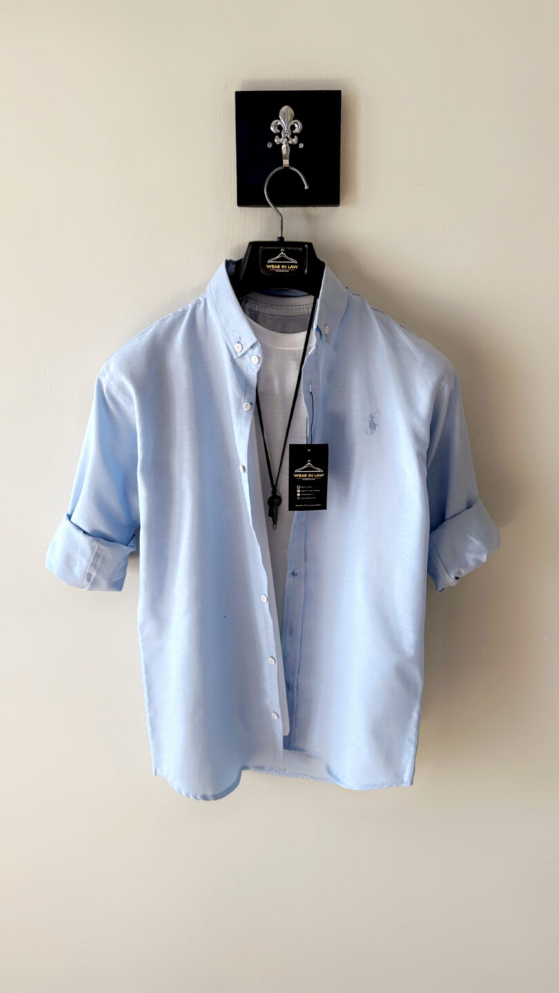 Plain Ice blue casual shirt