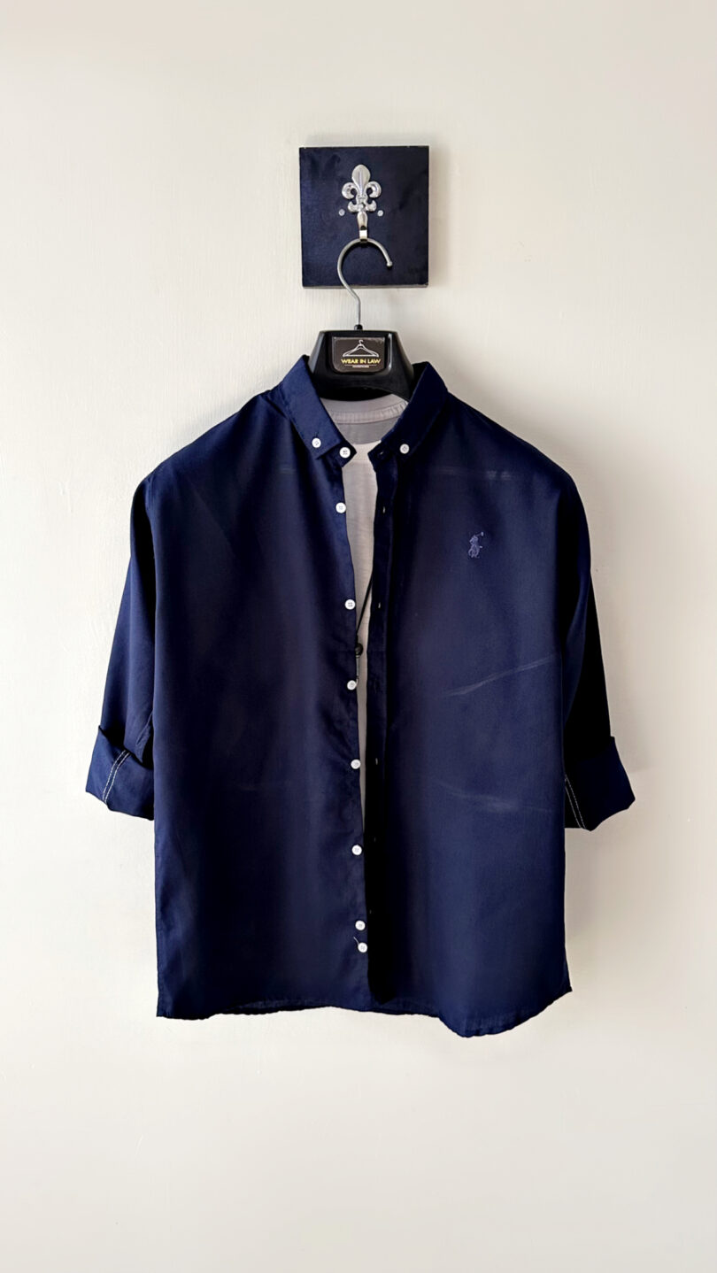 Plain nevy blue men shemrey casual shirt