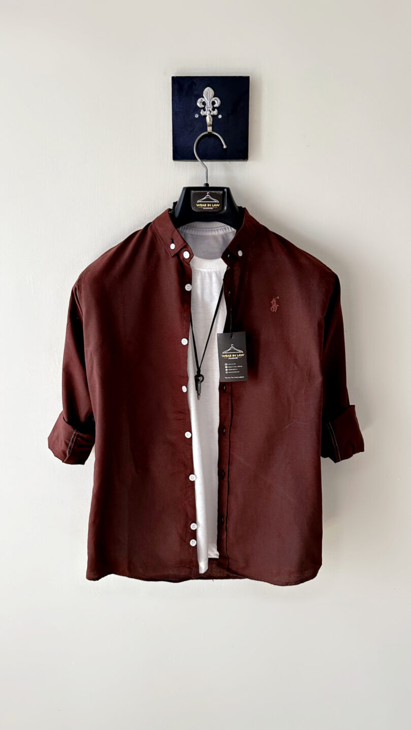 Plain Dark brown shemrey casual shir