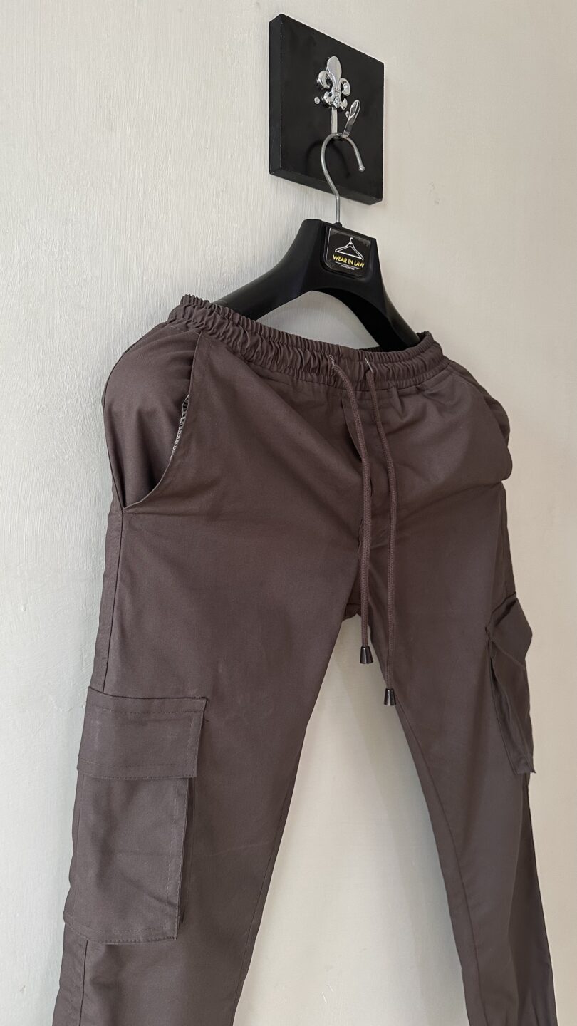 Plain chocolate brown cargo trouser - Image 2