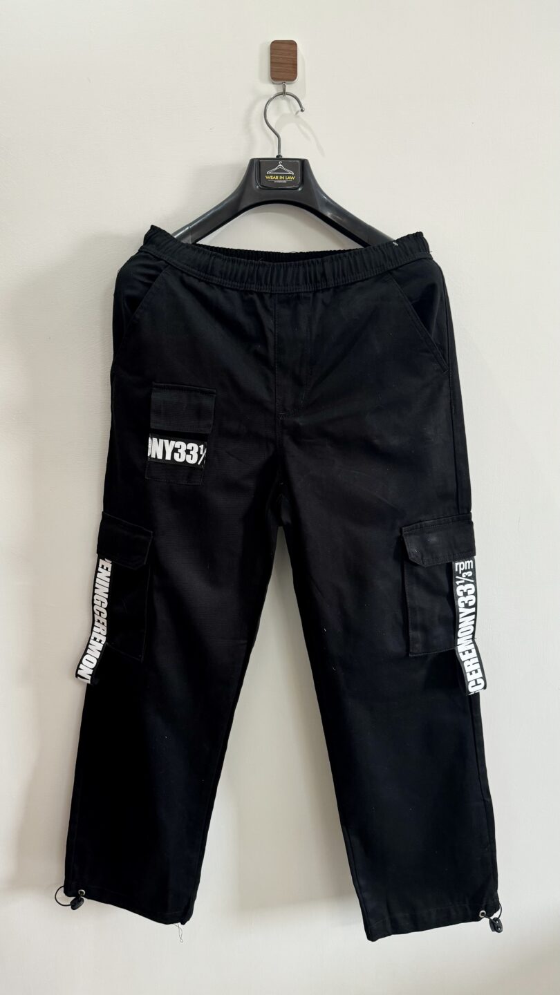 Black Baggy fashion stripe cargo