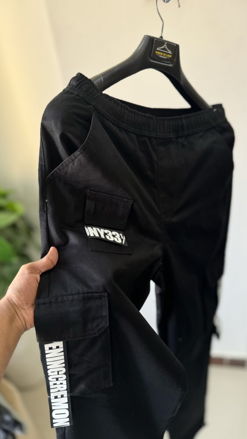 Black Baggy fashion stripe cargo - Image 3