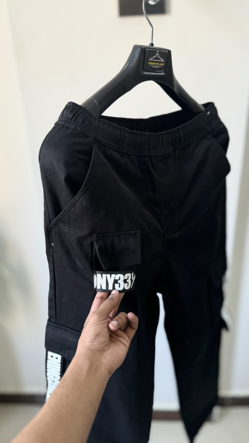 Black Baggy fashion stripe cargo - Image 2