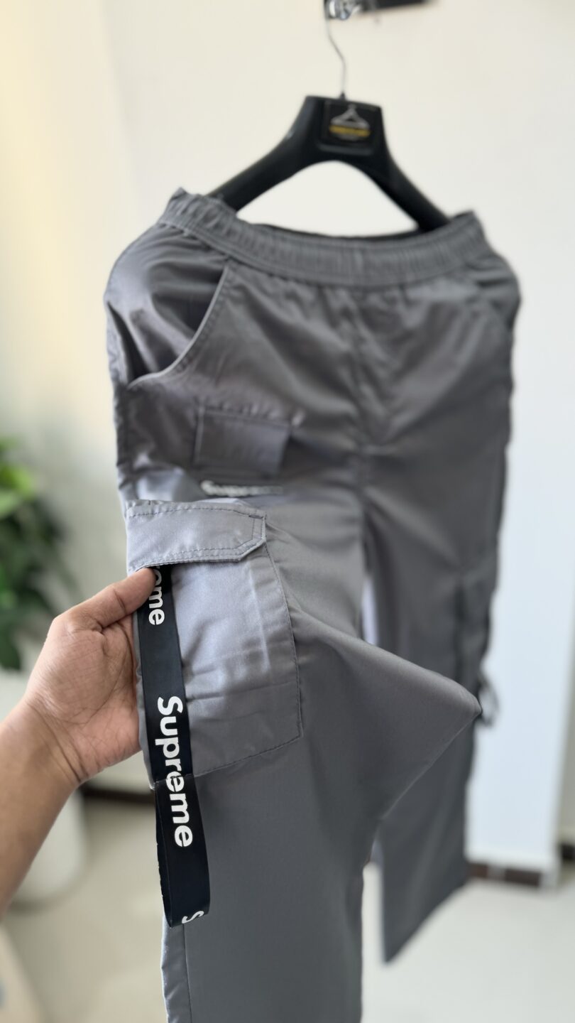 Grey Baggy fashion stripe cargo - Image 3