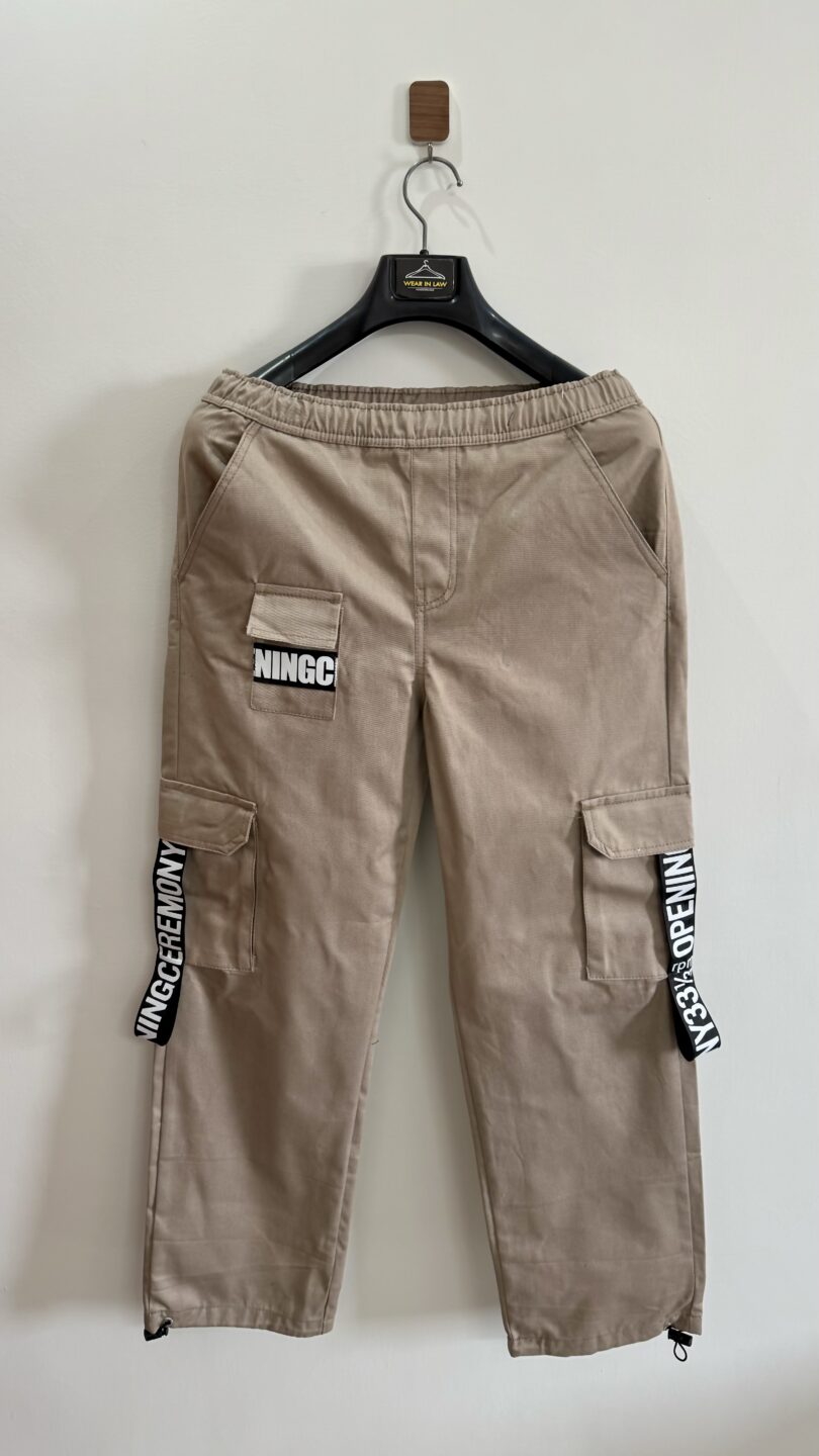 Beige lose fit trendy stripe cargo