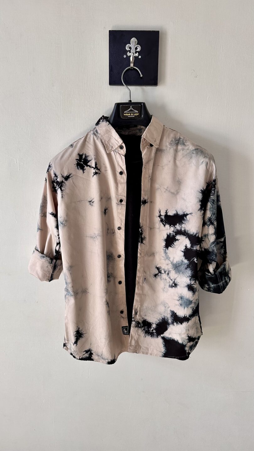 Brown & black tir&dye slim fit casual shirt