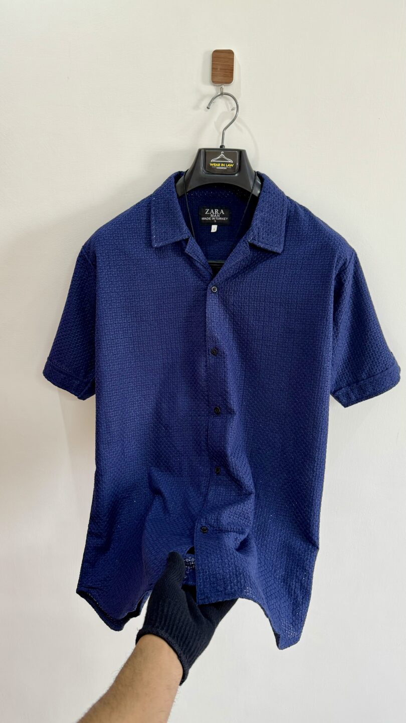Men blue chickan kari shirt