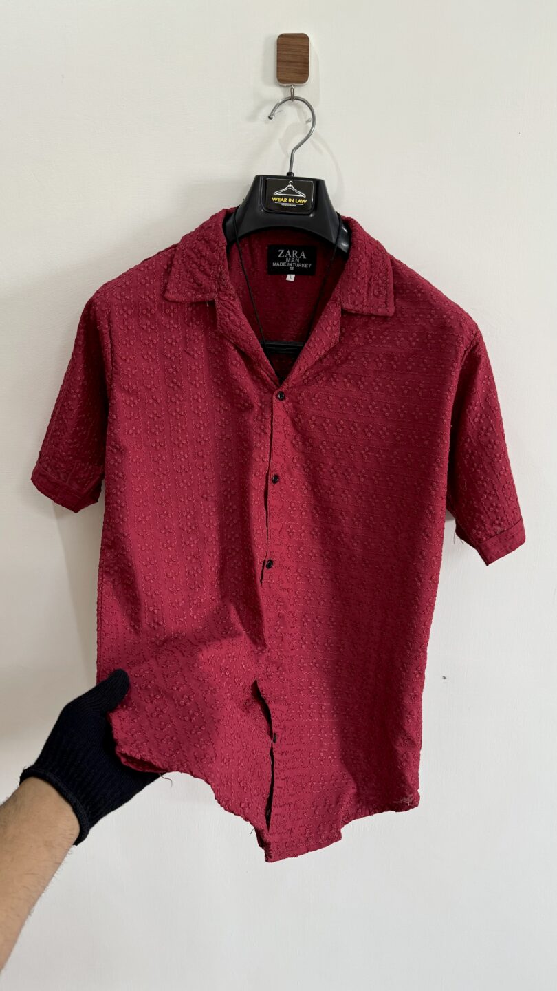 Men embossed chickan kari shirt