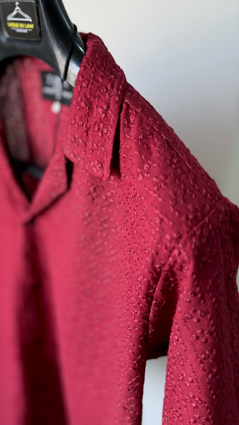 Men embossed chickan kari shirt - Image 2