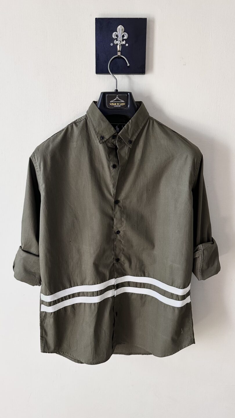 Olive Front strip casual shirt