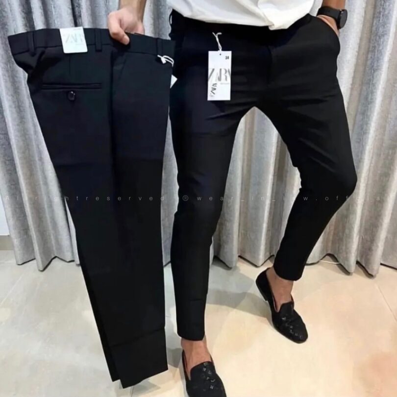 Black slim fit cotton chino pant