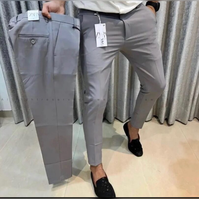Grey slim fit cotton chino pant