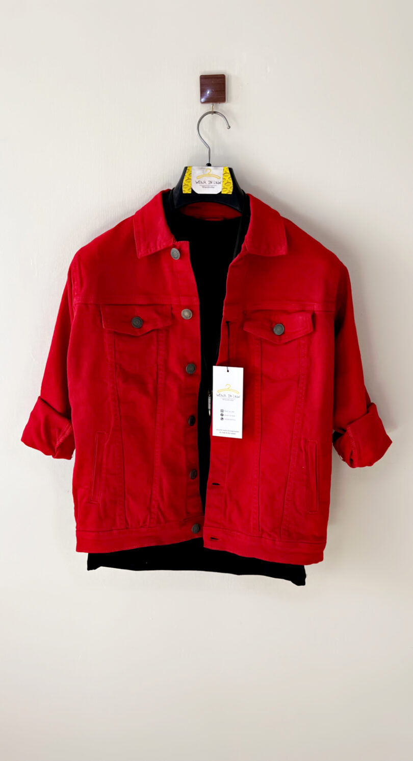Red premium denim jacket