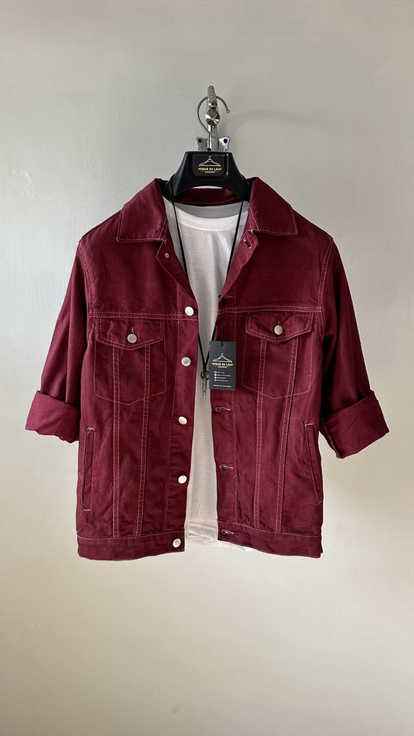 maroon premium denim jacket