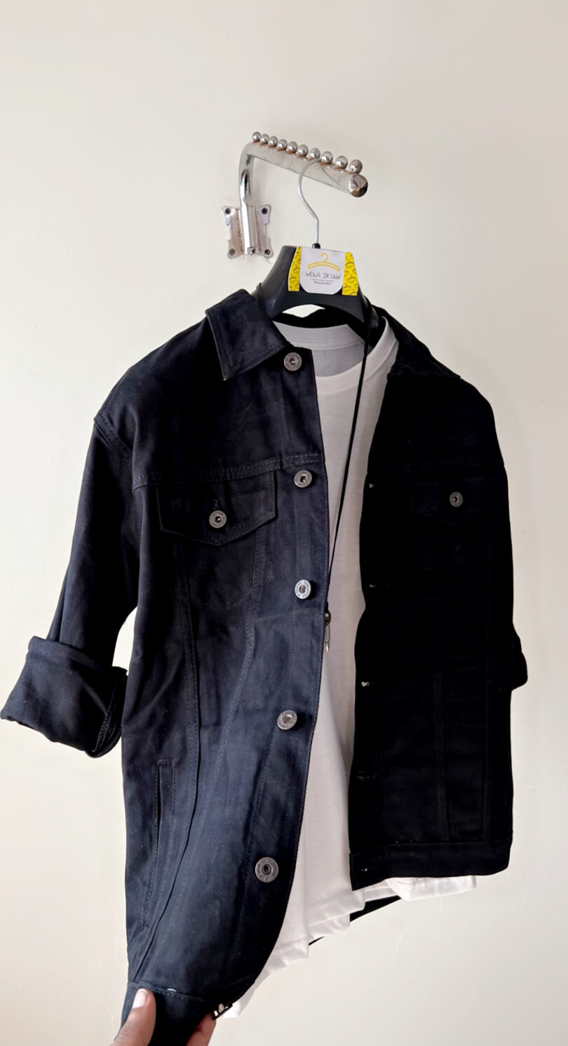 Black denim jacket - Image 2