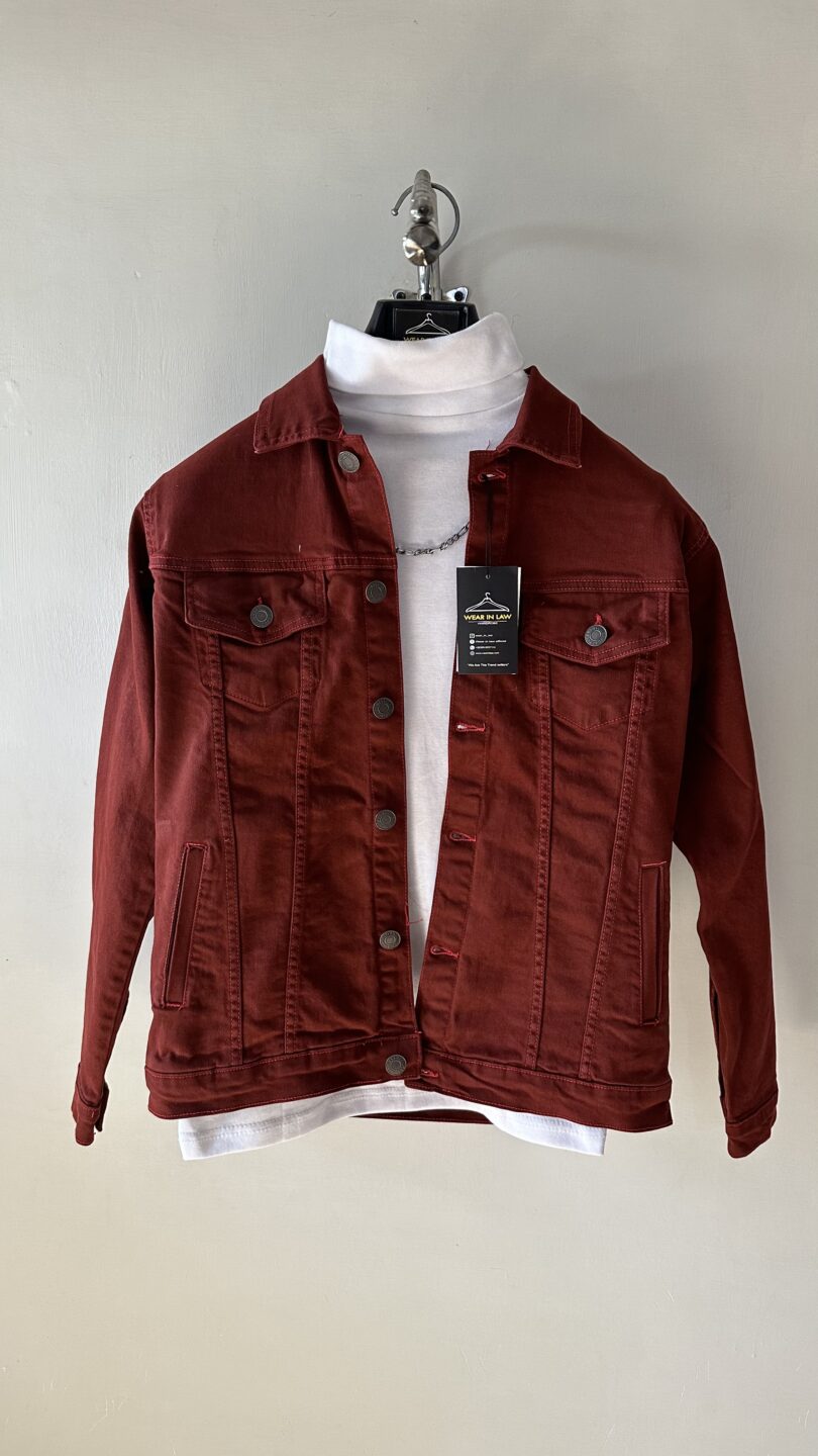 Blood red denim jacket