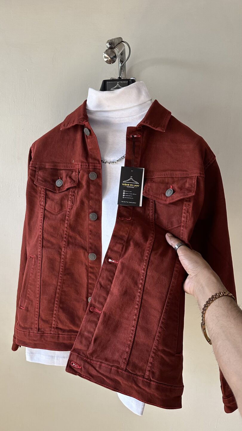 Blood red denim jacket - Image 2