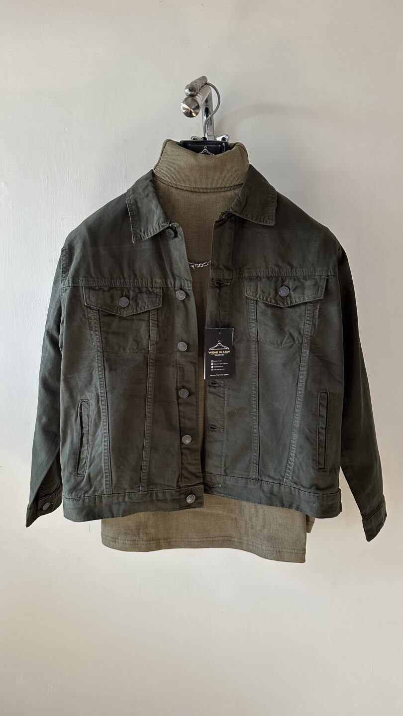 Olive green denim jacket