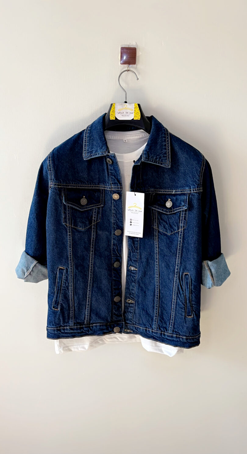 Dark blue plain denim jacket