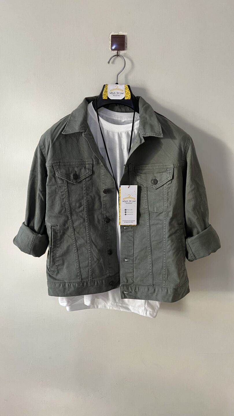 Leaf olive denim jacket