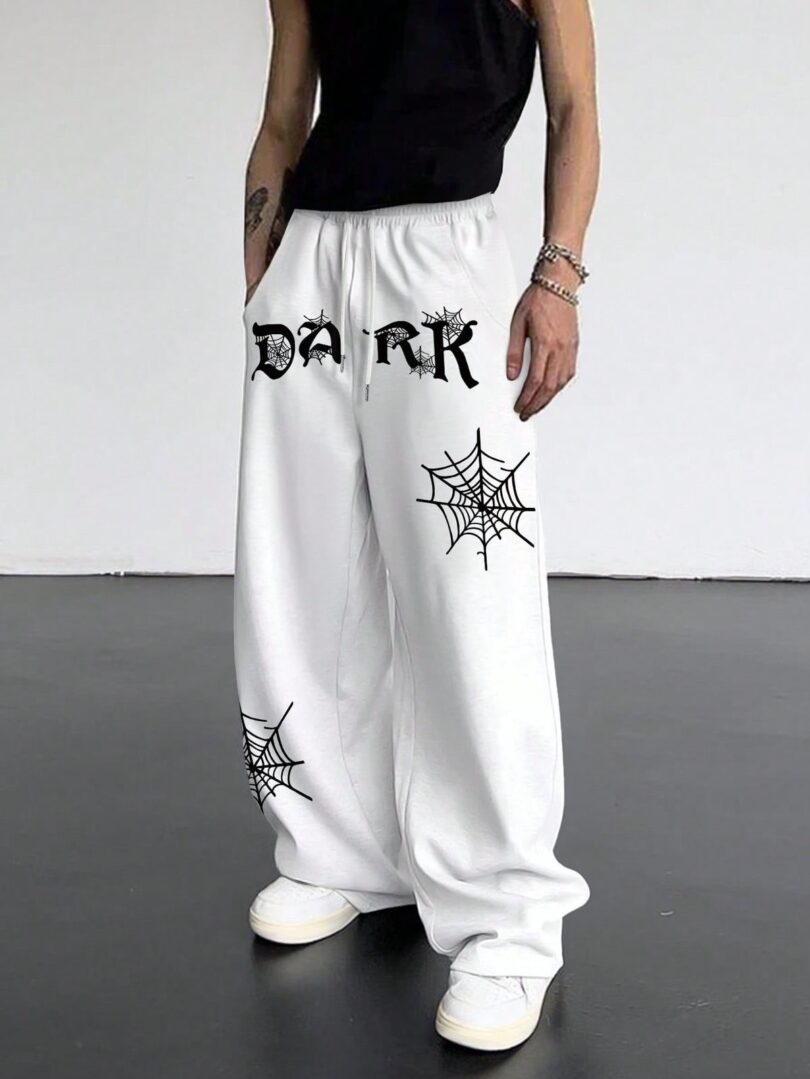 Dark cobweb graphic baggy trouser