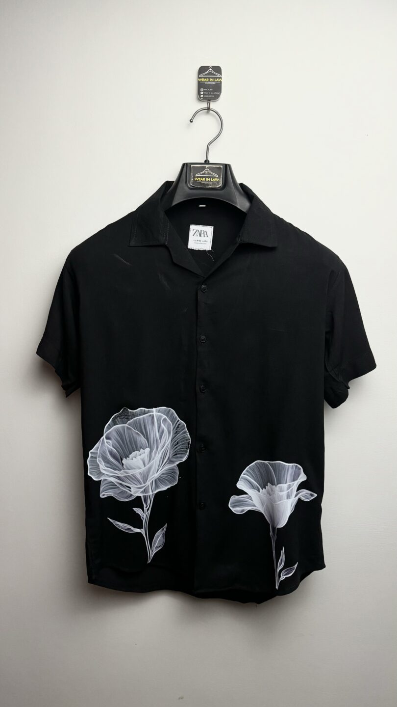 Tropical style flower short sleeves shirt - Image 2