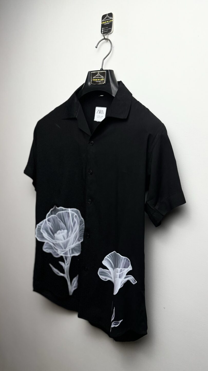 Tropical style flower short sleeves shirt
