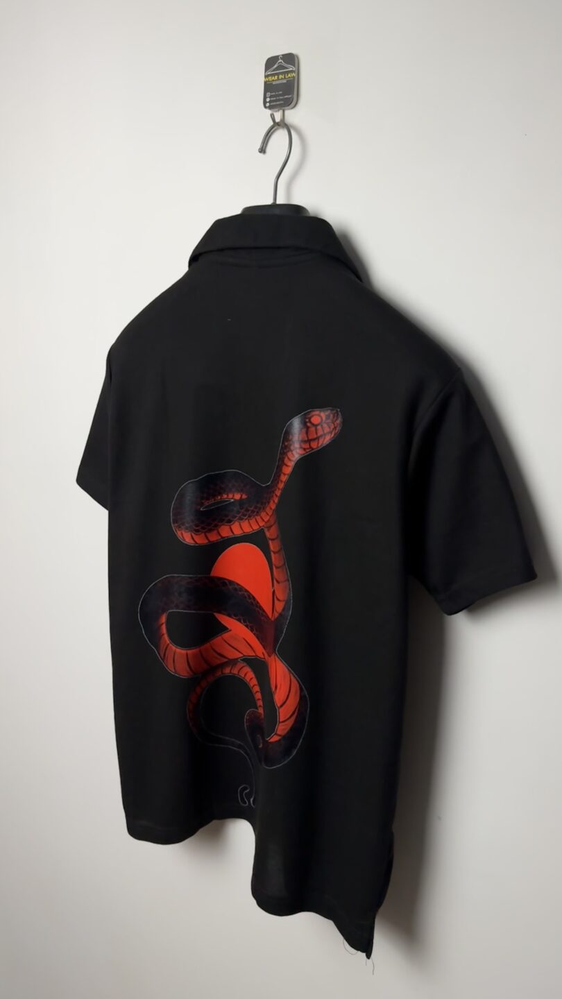 War snake button down short sleeve shirt