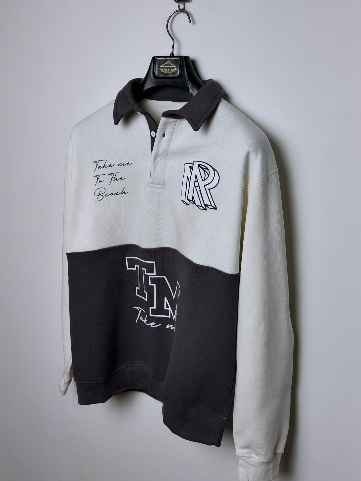 Polo Collar Letter Print Sweatshirt - Image 3