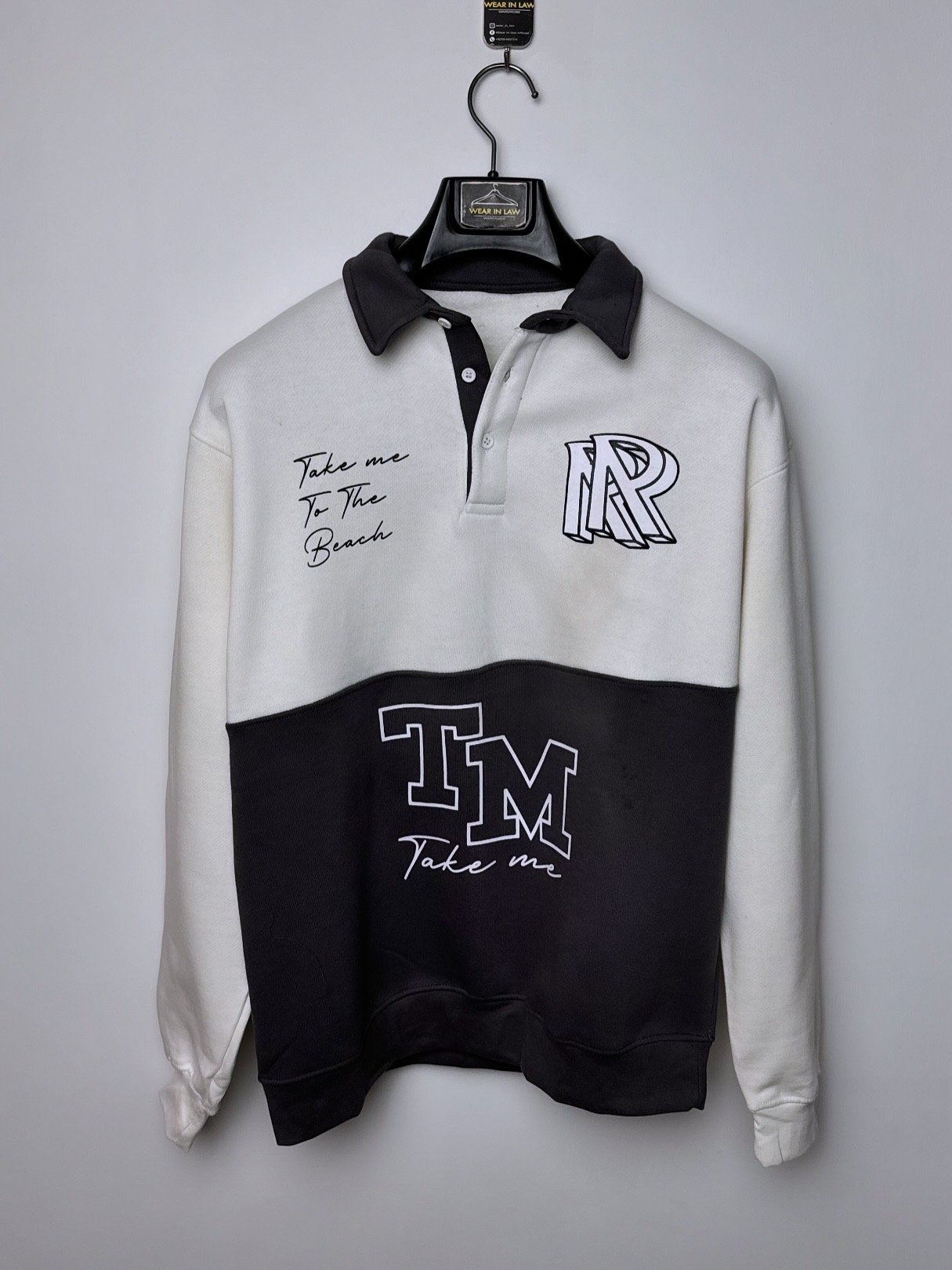 Polo Collar Letter Print Sweatshirt - Image 4