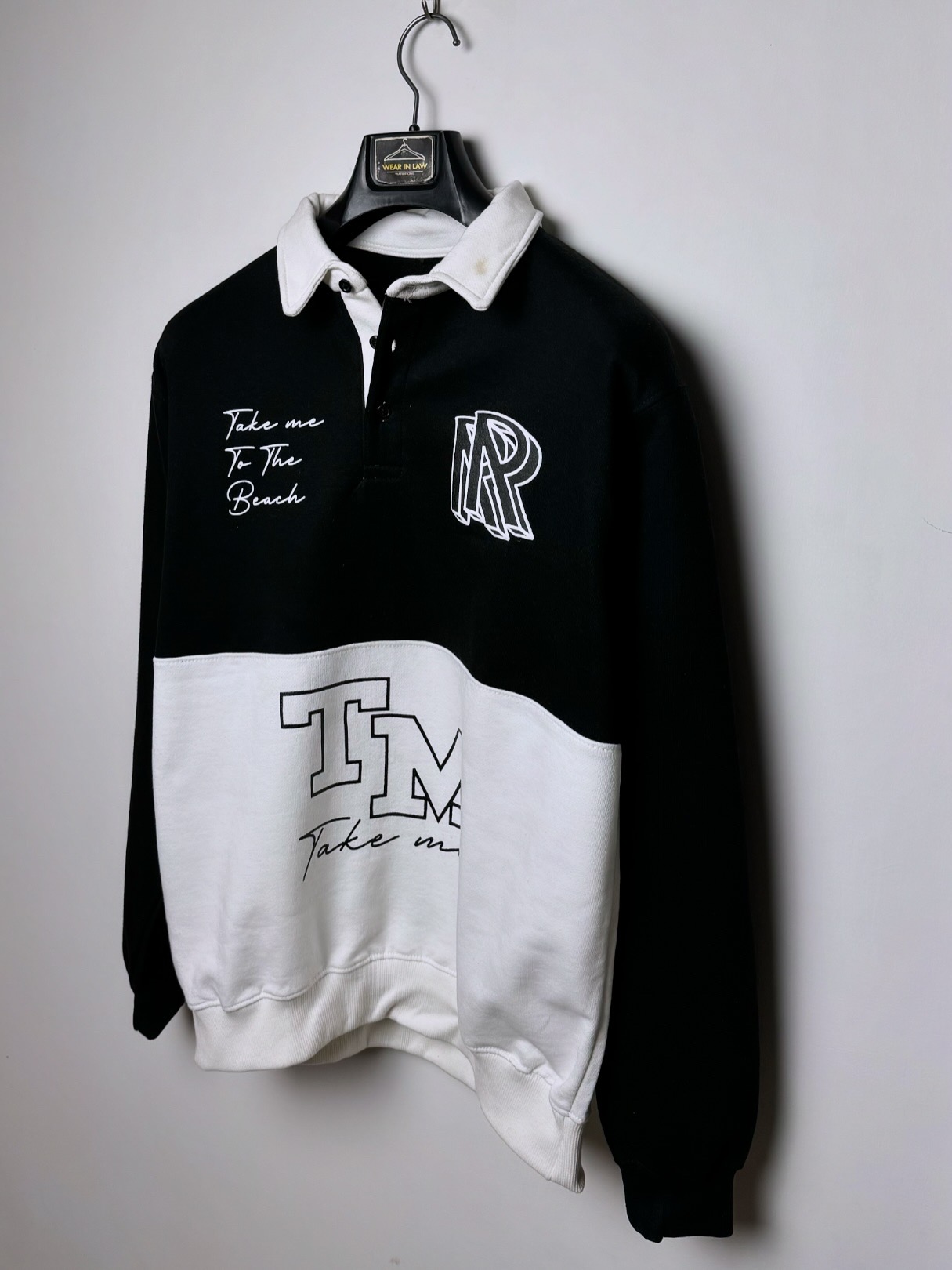 Polo Collar Letter Print Sweatshirt