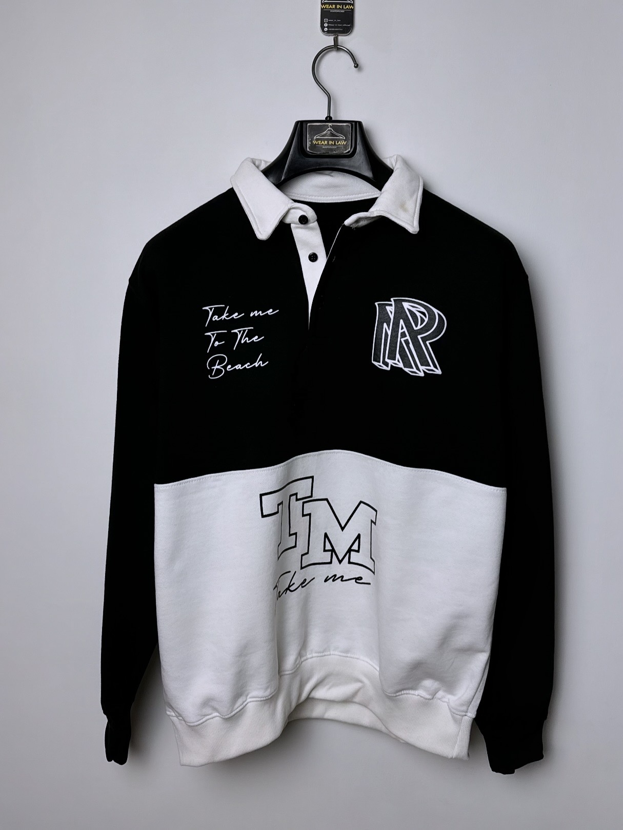 Polo Collar Letter Print Sweatshirt - Image 2